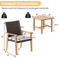 Tangkula 3 Pieces Patio PE Wicker Furniture Set Acacia Wood Outdoor Conversation Bistro Set