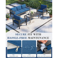 AECOJOY Aluminum Patio Furniture Set, 4 Pieces Outdoor Sectional Sofa Set, Blue