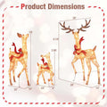 3-Piece Large Lighted Christmas Reindeer Family Set, Light Up Xmas Decorations w/440 LED Lights, Bows, Buck, Doe & Fawn, Pre-Lit Deer Set
