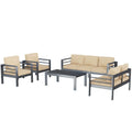AECOJOY Aluminum Patio Furniture Set, 5 Pieces Outdoor Sectional Sofa Set, Beige