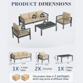 AECOJOY Aluminum Patio Furniture Set, 4 Pieces Outdoor Sectional Sofa Set, Beige