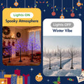 AECOJOY 3 Pac Christmas Tree with Purple Lights, 4FT 5FT and 6FT, Lighted Black Tree for Halloween Decoration