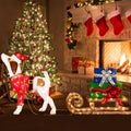 Tangkula Lighted Christmas Dog with Sleigh & Gift Boxes Combo Decorations