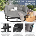 AECOJOY Patio Furniture Outdoor Round Daybed with Removable Cushions 4 Piece Sectional Sofa Patio Furniture Set, Gray