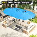 AECOJOY 15ft Patio Double-Sided Umbrella, 156 PCS Solar LED Light Outdoor Large Umbrella, Sky Blue