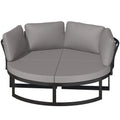 AECOJOY Patio Furniture Outdoor Round Daybed with Removable Cushions 4 Piece Sectional Sofa Patio Furniture Set, Gray