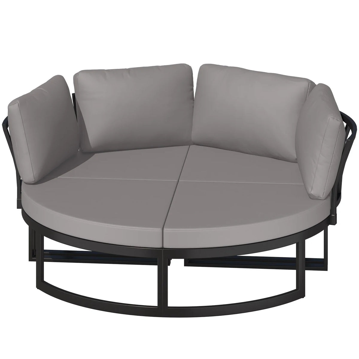 AECOJOY Patio Furniture Outdoor Round Daybed with Removable Cushions 4 Piece Sectional Sofa Patio Furniture Set, Gray