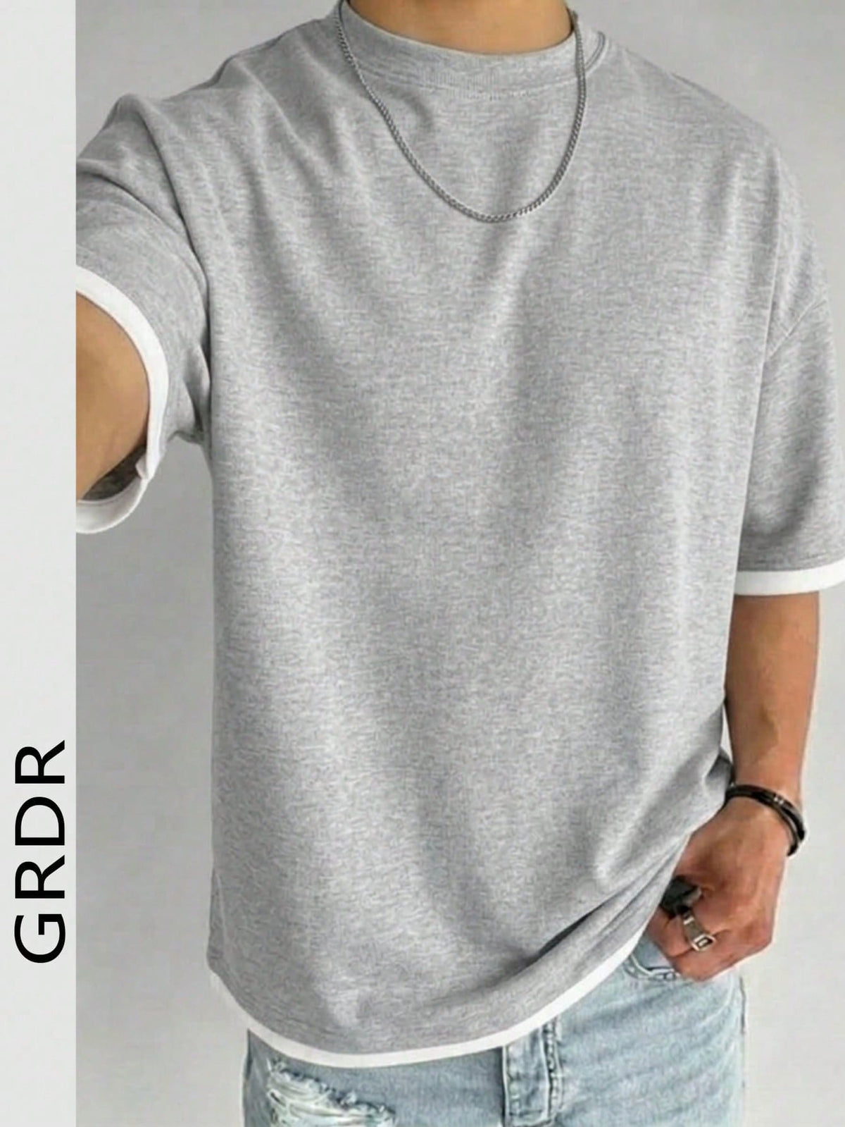 GRDR Men's Classic 2 In 1 Round Neck Short Sleeve T-Shirt, Fashionable Minimalist Commuting Versatile