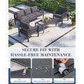 AECOJOY Aluminum Patio Furniture Set, 4 Pieces Outdoor Sectional Sofa Set, Dark Gray
