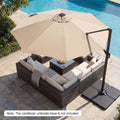 10FT Cantilever Patio Umbrella w/ 36 Solar LED Lights, 360° Rotation Offset Hanging Umbrella, Easy Tilt, 8 Sturdy Ribs, Sun Shade for Yard Pool