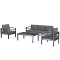 AECOJOY Aluminum Patio Furniture Set, 4 Pieces Outdoor Sectional Sofa Set, Dark Gray