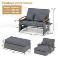 Tangkula Patio Rattan Daybed with 4-Level Adjustable Backrest