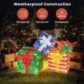 Tangkula 4 FT Lighted Stacked Gift Boxes, Light up Box Tower Christmas Decorations with Built-in LED Lights & Decorative Bows