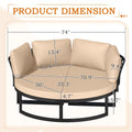 AECOJOY Patio Furniture Outdoor Round Daybed with Removable Cushions 4 Piece Sectional Sofa Patio Furniture Set, Beige