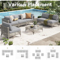 AECOJOY 7-Piece Patio Outdoor Furniture Set, Boho Outdoor Sectional Set, Grey&Light Grey