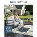 AECOJOY Aluminum Patio Furniture Set, 4 Pieces Outdoor Sectional Sofa Set, Light Gray