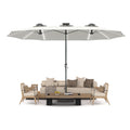 AECOJOY 15ft Patio Double-Sided Umbrella, 156 PCS Solar LED Light Outdoor Large Umbrella, Ivory
