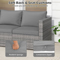Tangkula Outdoor Patio 3 Seat Sofa Set | PE Rattan Modular Cushioned Sectional Couch Furniture Set