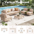 AECOJOY 7-Piece Patio Outdoor Furniture Set, Boho Outdoor Sectional Set, Light Brown&Beige