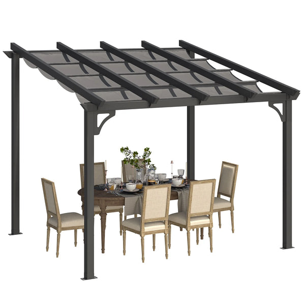 AECOJOY 10' x 8' Gazebo for Patio, Retractable Pergola with Adjustable Sun Shade Canopy Roof