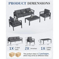 AECOJOY Aluminum Patio Furniture Set, 4 Pieces Outdoor Sectional Sofa Set, Dark Gray