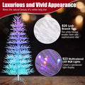 7 FT Pre-Lit Artificial Christmas Tree with 923 Multicolored LED RGB Lights, 820 White Branch Tips, Remote, Hinged Xmas Twig Tree Decor