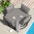 AECOJOY Patio Furniture Outdoor Round Daybed with Removable Cushions 4 Piece Sectional Sofa Patio Furniture Set, Gray