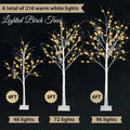 AECOJOY Set of Lighted Birch Tree, 4FT/5FT/6FT LED Artificial Tree with Warm White Lights, Christmas Tree for Decoration