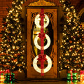 Tangkula Set of 3 Christmas Lighted Wreaths, Pre-Lit Metal Wreaths on Red Ribbon w/ 450 Warm White LED Lights & Bows
