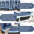 AECOJOY Patio Furniture Outdoor Round Daybed with Removable Cushions 4 Piece Sectional Sofa Patio Furniture Set, Dark Blue