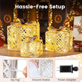 Tangkukla 3 Pack Christmas Lighted Gift Box, Pre-Lit Festive Boxes w/ 50 LED Lights