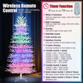 7 FT Pre-Lit Artificial Christmas Tree with 923 Multicolored LED RGB Lights, 820 White Branch Tips, Remote, Hinged Xmas Twig Tree Decor