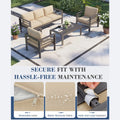 AECOJOY Aluminum Patio Furniture Set, 4 Pieces Outdoor Sectional Sofa Set, Beige