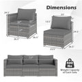 Tangkula Outdoor Patio 3 Seat Sofa Set | PE Rattan Modular Cushioned Sectional Couch Furniture Set
