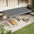 AECOJOY 14'x10' Manual Retractable Awning Sun Shade, Patio Awning Canopy