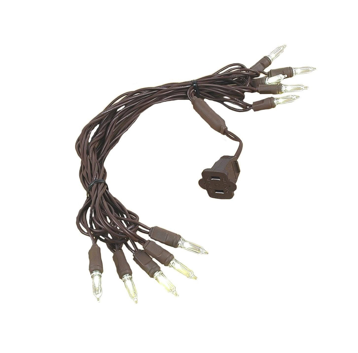 Novelty Lights 10 Light T5 LED Christmas Mini Light Set, Outdoor Lighting Party Patio String Lights, Warm White, Brown Wire, 11 Feet