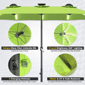 AECOJOY 15ft Patio Double-Sided Umbrella, 156 PCS Solar LED Light Outdoor Large Umbrella, Green