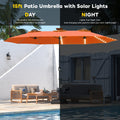 AECOJOY 15ft Patio Double-Sided Umbrella, 156 PCS Solar LED Light Outdoor Large Umbrella, Orange