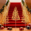 Tangkula Christmas Outdoor Lighted Birch Tree Pre-lit Decor with Warm White Light LED Lights