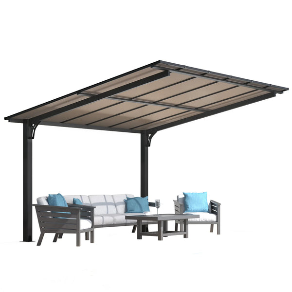 AECOJOY 12' x 10' Gazebo, Outdoor 10x12 Pergola Carport for Patio, Freestanding Lean to Hardtop Gazebo