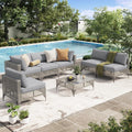 AECOJOY 7-Piece Patio Outdoor Furniture Set, Boho Outdoor Sectional Set, Grey&Light Grey