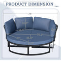 AECOJOY Patio Furniture Outdoor Round Daybed with Removable Cushions 4 Piece Sectional Sofa Patio Furniture Set, Dark Blue