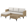 AECOJOY Outdoor Patio Furniture Set, 3 Pieces All Weather Wicker Rattan Sectional Sofa