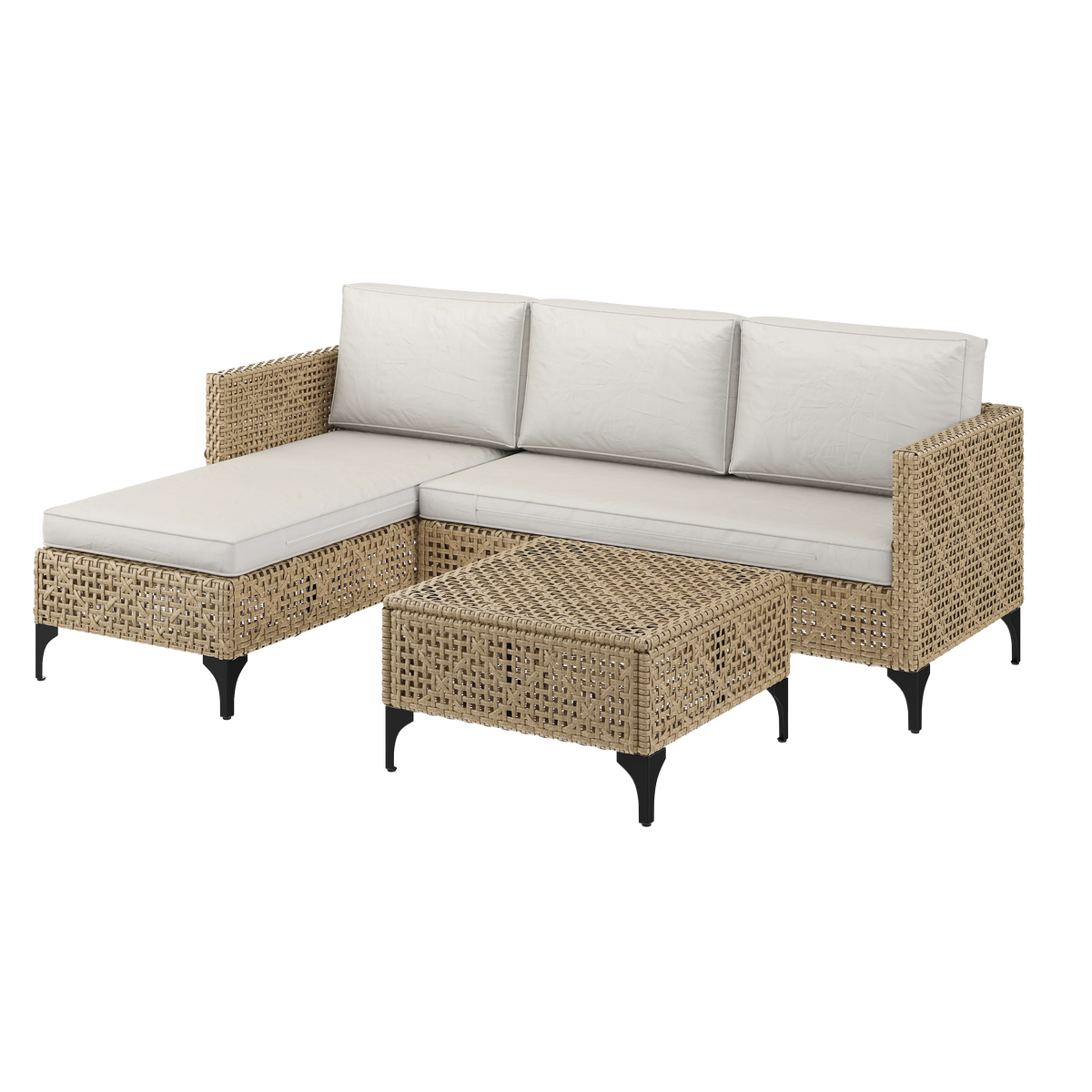 AECOJOY Outdoor Patio Furniture Set, 3 Pieces All Weather Wicker Rattan Sectional Sofa
